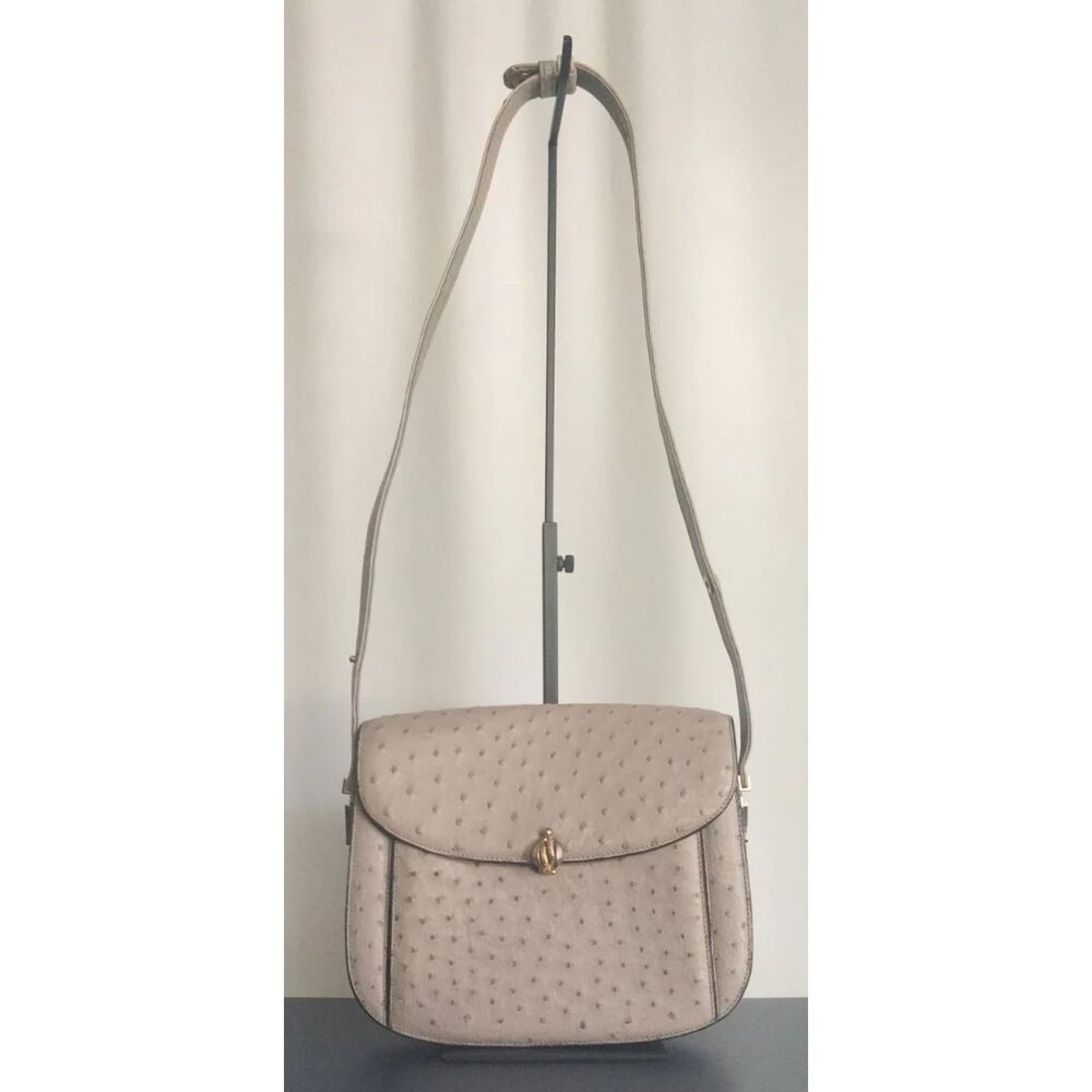 Ostrich leather Taupe gray Genuine ostrich leather Ostrich leather Handbag - Picture 2 of 13